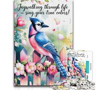 1000 Pieces Jigsaws Adults Puzzles Blue Jay Watercolor Illustration Hand Speed Race Impossible Game for And from 14 Years And over (size 38x26cm)
