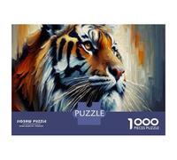 1000 Pieces Jigsaws Adults Puzzles Bold Tiger Portrait Art Print Puzzle for Adults Brain Teaser Game Analysis And Logic for Is Ideal As A Gift 38x26cm/1000pcs