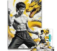 1000 Pieces Jigsaws Adults Puzzles Bruce Lee Dragon Art Hand Speed Race Impossible Game for And from 14 Years And over (size 38x26cm)