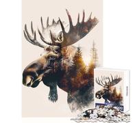 1000 Pieces Jigsaws Adults Puzzles Canadian Moose Nature Jigsaw Puzzles for Adults Stress Reliever Help The Brain Exercise Gifts for Friends And Family (38x26cm)