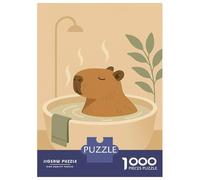 1000 Pieces Jigsaws Adults Puzzles Capybara Bath Bathroom Shower Funny Animal Animal Jigsaw for Adults Brain Teaser Game Analysis And Logic Unique Gifts for Birthday And Christmas 52x38cm/1000pcs