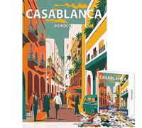 1000 Pieces Jigsaws Adults Puzzles Casablanca Morocco Retro Quality Family Leisure at Home Unique Christmas (50X75cm)