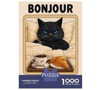 1000 Pieces Jigsaws Adults Puzzles Cat Bonjour Mon Amour Jigsaw for Adults Brain Teaser Game Analysis And Logic Unique Gifts for Birthday And Christmas 52x38cm/1000pcs