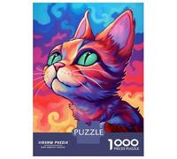 1000 Pieces Jigsaws Adults Puzzles Cat Colorful Paint Puzzle for Adults Brain Teaser Game Pattern Assembly Difficult And Challenge 52x38cm/1000pcs
