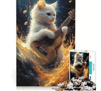 1000 Pieces Jigsaws Adults Puzzles Cat Playing Guitar, Hands-on Game, Precision Cutting, Birthday Present, Gifts, 38x52cm