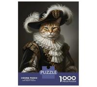 1000 Pieces Jigsaws Adults Puzzles Cat Portrait in Renaissance Attire Jigsaw for Adults Brain Teaser Game Analysis And Logic Unique Gifts for Birthday And Christmas 38x26cm/1000pcs