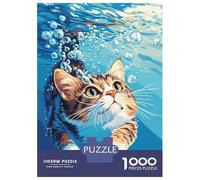 1000 Pieces Jigsaws Adults Puzzles Cat Swimming Underwater with Bubbles Puzzles for Adults Family Game Stress Reliever Difficult And Challenge 70x50cm/1000pcs