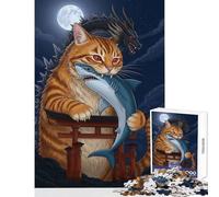 1000 Pieces Jigsaws Adults Puzzles Catzilla Biting Shark Puzzles for Teenagers Staycation Kill Time Train Your Brain And Hands Unique Challenge Game (50x75cm)