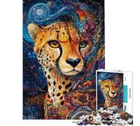 1000 Pieces Jigsaws Adults Puzzles Cheetah Cosmos Jigsaw Puzzle 1000 Brain Teaser Game Birthday Gifts for The Whole Family (Size 38x26cm)