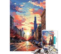 1000 Pieces Jigsaws Adults Puzzles Chicago United States Family Game for Educational Game Challenge Toy Gifts Birthday Birthday Present (Size 50x75cm)