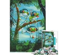 1000 Pieces Jigsaws Adults Puzzles Chillin Tree Frog Trio Jigsaw Puzzle Hands-on Game Staycation Kill Time Unique Gifts for Birthday And Christmas (Size 38x26cm)