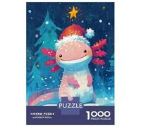 1000 Pieces Jigsaws Adults Puzzles Christmas Axolotl Santa Hat Jigsaw for Adults Toy Wall Decor Hand Speed Race Difficult And Challenge 52x38cm/1000pcs