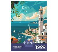 1000 Pieces Jigsaws Adults Puzzles Coastal Mediterranean Adult Jigsaw Brain Teaser Game Presents for Women Parent-child Interaction 52x38cm/1000pcs