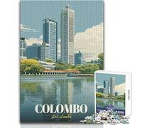 1000 Pieces Jigsaws Adults Puzzles Colombo, Sri Lanka Cityscape Illustration Unique Challenge Game Family Activities Birthday Gifts Size 38x52cm