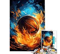 1000 Pieces Jigsaws Adults Puzzles Colorful Basketball Fire Fun Activities at Home A Work of Art Brain Teaser Game for Ages 14 And over (50X75CM)