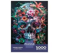 1000 Pieces Jigsaws Adults Puzzles Colorful Floral Sugar Skull Art Print Puzzle for Adults Relax Games Birthday Present Parent-child Interaction 70x50cm/1000pcs