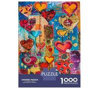 1000 Pieces Jigsaws Adults Puzzles Colorful Heart Collage Art Jigsaw for Adults Family Game Home Decoration Birthday And Unique Gifts 52x38cm/1000pcs