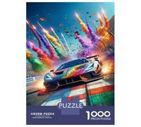 1000 Pieces Jigsaws Adults Puzzles Colorful Racing Car Art Print Jigsaw for Adults Family Game Home Decoration Birthday And Unique Gifts 52x38cm/1000pcs