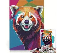 1000 Pieces Jigsaws Adults Puzzles Colorful Red Panda Pop Art Portrait, Educational Game, Difficult Hard, Birthday And Unique Gifts 38x52cm