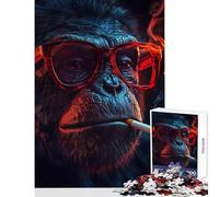 1000 Pieces Jigsaws Adults Puzzles Cool Ape with Glasses Jigsaw Puzzle 1000 Brain Teaser Game Birthday Gifts for The Whole Family (38x26cm)