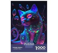 1000 Pieces Jigsaws Adults Puzzles Cosmic Kitty Cat Jigsaw for Adults Toy Wall Decor Hand Speed Race Difficult And Challenge 52x38cm/1000pcs