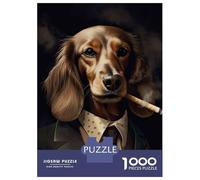 1000 Pieces Jigsaws Adults Puzzles Cream Dachshund Gangster Puzzle for Adults Brain Teaser Game Pattern Assembly Difficult And Challenge 70x50cm/1000pcs