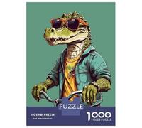 1000 Pieces Jigsaws Adults Puzzles Crocodile Riding A BMX Puzzle for Adults Brain Teaser Game Pattern Assembly Difficult And Challenge 38x26cm/1000pcs