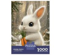 1000 Pieces Jigsaws Adults Puzzles Cute Bunny with Carrots in Snowy Forest Jigsaw for Adults Fun Games Staycation Kill Time Unique Gifts for Birthday And Christmas 52x38cm/1000pcs