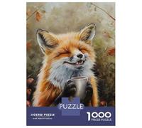 1000 Pieces Jigsaws Adults Puzzles Cute Fox Coffee Tea Drink Puzzle for Adults Brain Teaser Game Pattern Assembly Difficult And Challenge 52x38cm/1000pcs