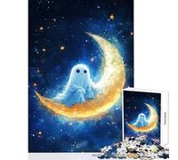 1000 Pieces Jigsaws Adults Puzzles Cute Ghost on The Moon Educational Toy Gift Birthday for Educational Game Difficult And Challenge Size 50x75cm