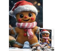 1000 Pieces Jigsaws Adults Puzzles Cute Gingerbread Man Christmas Toy Wall Decor Great Gift for Games Relax Games Improving Love between Couples Size 50x75cm