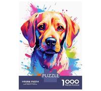 1000 Pieces Jigsaws Adults Puzzles Cute Watercolor Labrador Puzzle for Adults Relax Games Birthday Present Parent-child Interaction 38x26cm/1000pcs