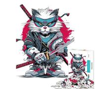 1000 Pieces Jigsaws Adults Puzzles Cyberpunk Ninja Cat with Swords Jigsaw Puzzle Anti-Stress Toys Stress Reliever for Is Ideal As A Gifts (Size 38x52cm)