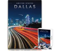 1000 Pieces Jigsaws Adults Puzzles Dallas Skyline Unique Challenge Game Family Activities Birthday Gifts Size 50x75cm