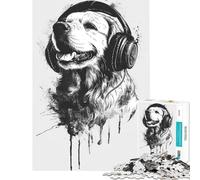 1000 Pieces Jigsaws Adults Puzzles Deejay Golden Retriever Fun Activities at Home A Work of Art Brain Teaser Game for Ages 14 And over (38X52CM)