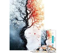 1000 Pieces Jigsaws Adults Puzzles Dual Split Tree Of Fortune Jigsaw Puzzle Anti-Stress Toys Stress Reliever for Is Ideal As A Gifts (Size 38x52cm)