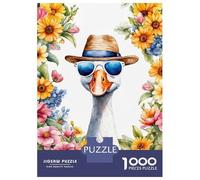 1000 Pieces Jigsaws Adults Puzzles Duck with Hat And Sunglasses Watercolor Puzzle for Adults Relax Games Birthday Present Parent-child Interaction 52x38cm/1000pcs
