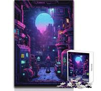 1000 Pieces Jigsaws Adults Puzzles Dystopian Future Pixel Art Unique Challenge Game Family Activities Birthday Gifts Size 38x52cm