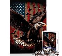 1000 Pieces Jigsaws Adults Puzzles Eagle American Flag Toy Wall Decor Great Gift for Games Relax Games Improving Love between Couples Size 50x75cm