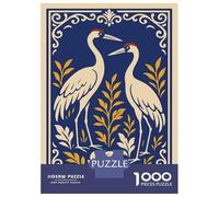 1000 Pieces Jigsaws Adults Puzzles Elegant Cranes with Floral Border Jigsaws for Adults Toy Wall Decor Hand Speed Race Unique Gifts for Birthday And Christmas 70x50cm/1000pcs