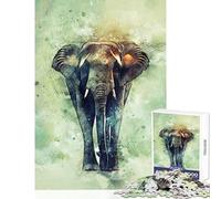 1000 Pieces Jigsaws Adults Puzzles Elephant Paint Artwork Jigsaw Puzzle 1000 Brain Teaser Game Birthday Gifts for The Whole Family (38x52cm)