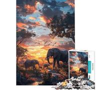 1000 Pieces Jigsaws Adults Puzzles Elephants Nature SynthWave Puzzles for Adults Toy Wall Decor Enhance Memory Difficult And Challenge (Size 38x26cm)