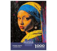 1000 Pieces Jigsaws Adults Puzzles Expressionist Girl with A Pearl Earring - Bold Contemporary Art Reinterpretation Jigsaws for Adults Family Games But Fun And Humorous Unique Gifts for Birthday And C