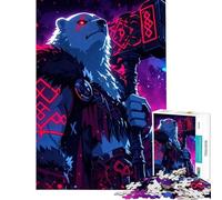 1000 Pieces Jigsaws Adults Puzzles Fantasy Bear Warrior Hammer Fun Activities at Home A Work of Art Brain Teaser Game for Ages 14 And over (38X52CM)