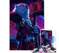1000 Pieces Jigsaws Adults Puzzles Fantasy Bear Warrior Hammer Fun Activities at Home A Work of Art Brain Teaser Game for Ages 14 And over (50X75CM)
