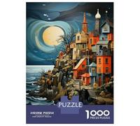 1000 Pieces Jigsaws Adults Puzzles Fantasy Coastal Village Scene Jigsaw for Adults Family Game Home Decoration Birthday And Unique Gifts 52x38cm/1000pcs