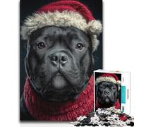 1000 Pieces Jigsaws Adults Puzzles Festive Dog Portrait with Santa Hat Hand Speed Race Impossible Game for And from 14 Years And over (size 38x26cm)