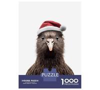 1000 Pieces Jigsaws Adults Puzzles Festive Kiwi Bird Portrait with Santa Hat Jigsaw for Adults Toy Wall Decor Hand Speed Race Difficult And Challenge 52x38cm/1000pcs