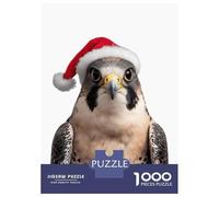 1000 Pieces Jigsaws Adults Puzzles Festive Peregrine Falcon with Santa Hat Jigsaw for Adults Toy Wall Decor Hand Speed Race Difficult And Challenge 38x26cm/1000pcs