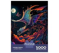 1000 Pieces Jigsaws Adults Puzzles Flying Dragon Neon Adult Jigsaw Brain Teaser Game Presents for Women Parent-child Interaction 52x38cm/1000pcs